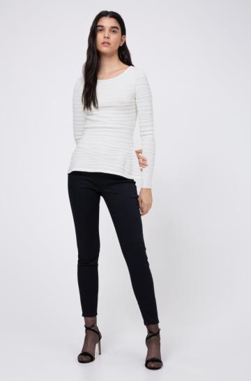 Top HUGO Slim Fit Knitted Białe Damskie (Pl09814)